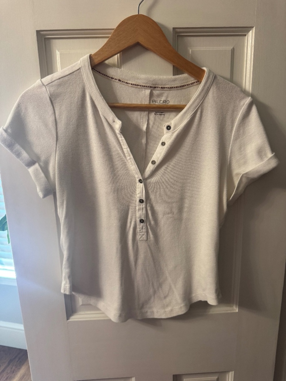 Anthropologie Pilcro Henley White T shirt Size Medium